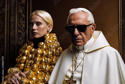  Fashion Portrait Balenciaga: Pope and Nun, a Rapper-Inspired Look, Generative AI