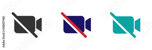 No video camera vector icons set