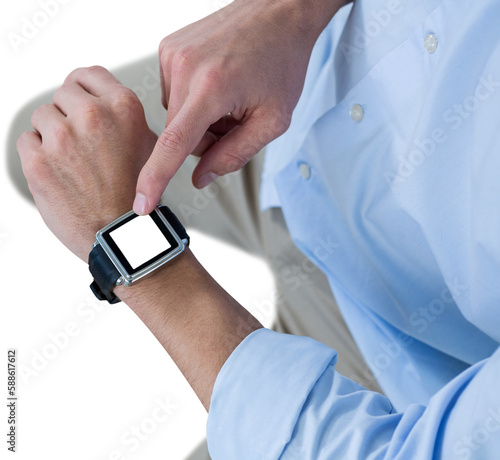 Man using his smart watch