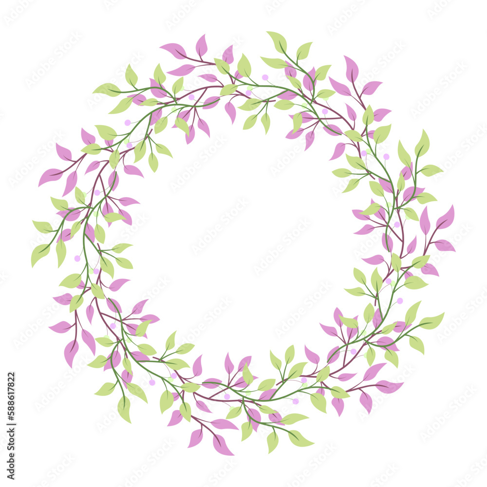 Flat floral wreath for wedding invitation card element Flat floral wreath for wedding invitation card element