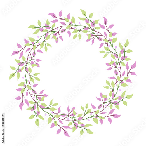 Flat floral wreath for wedding invitation card element