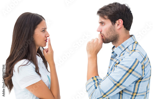 Upset young couple not talking