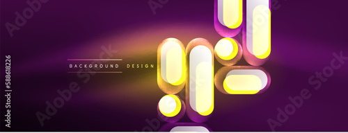 Neon circle abstract background. Template for wallpaper, banner, presentation, background