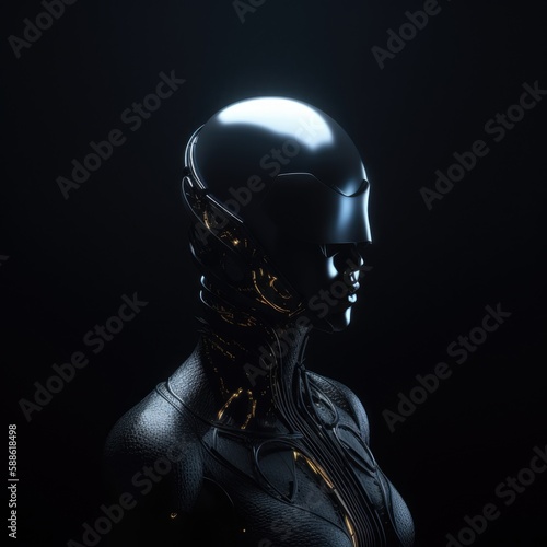 Artificial intelligence technology concept. Emerging technologies augmenting human capabilities. Dark abstract illustration. Gen AI © Sparrowski