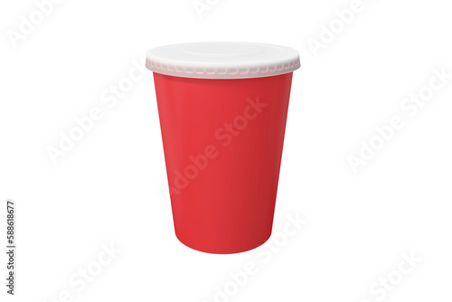 Red cup over white background