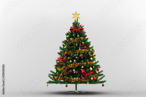 Decorative Christmas tree against gray background photo