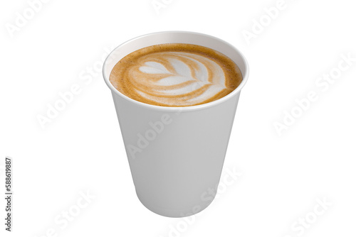 Coffee on white cup over white background