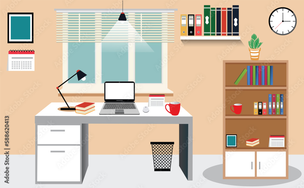 Flat workspace with modern elements Flat workspace with modern elements
