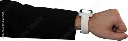 Cropped hand of businessman wearing smart watch