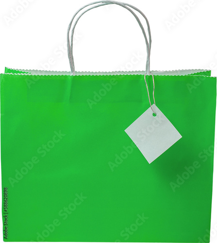 Green shopping bag with price tag