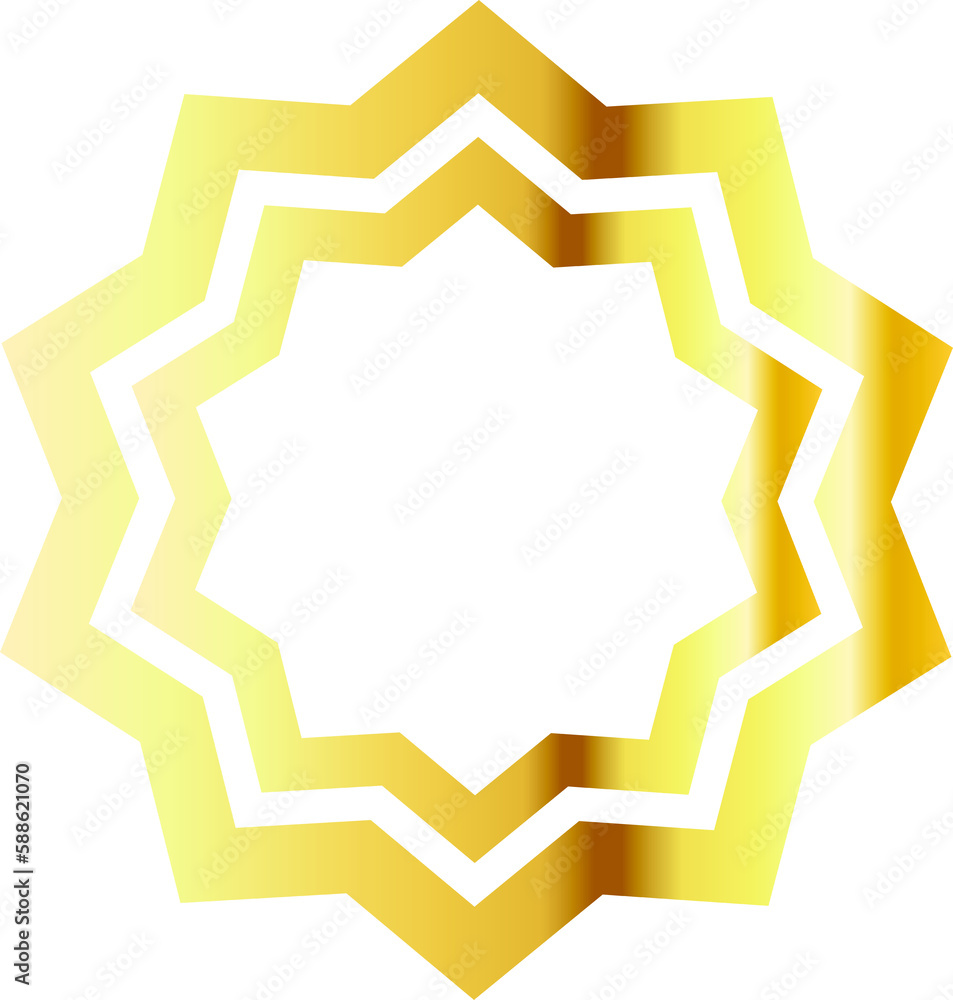 Geometric golden star shape Geometric golden star shape