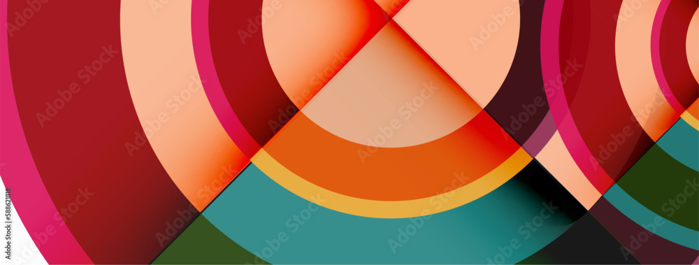 Obraz premium Circles with shadows trendy minimal geometric composition abstract background