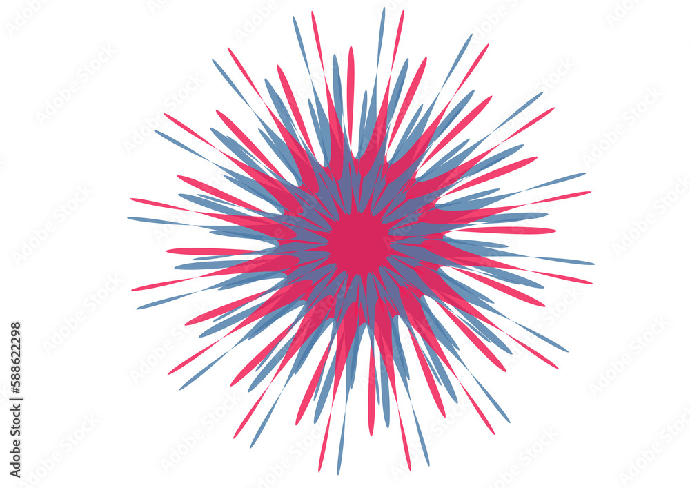 Obraz premium Red and blue fireworks