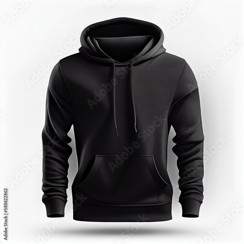 Blank black male hoodie sweatshirt long sleeve, mens hoody with hood for your design mockup for print, isolated on grey background.