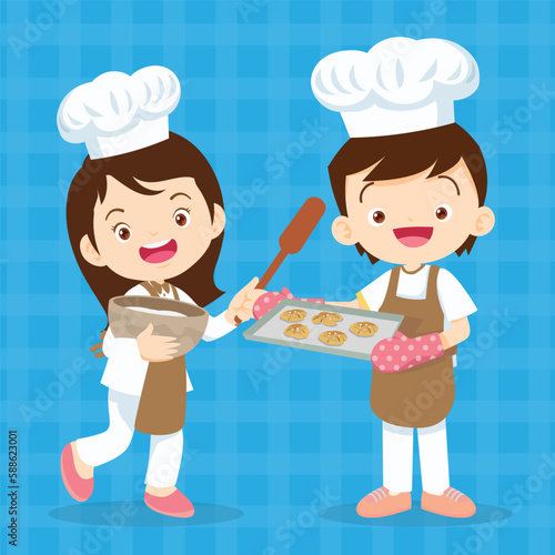 cute little chef kids bake cookies 12