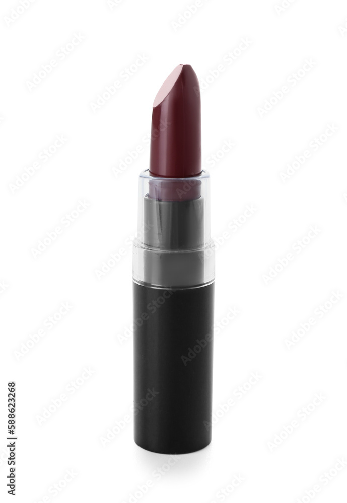 Dark red lipstick on white background Dark red lipstick on white background