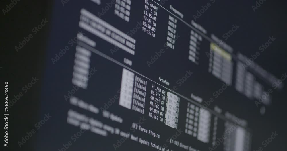 Close-up computer screen flicker and showing all kinds of information, matrix Close-up computer screen flicker and showing all kinds of information, matrix