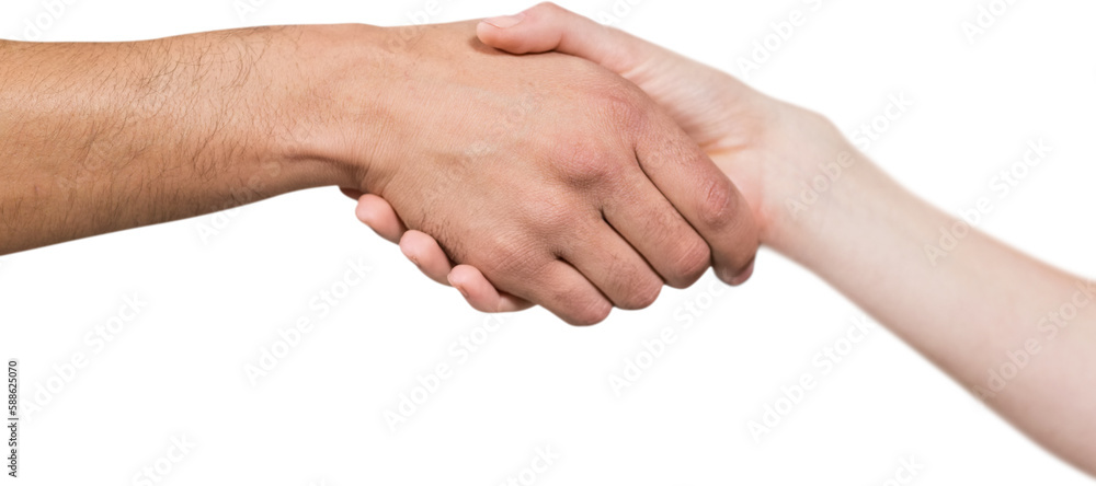 Man and woman doing handshake Man and woman doing handshake