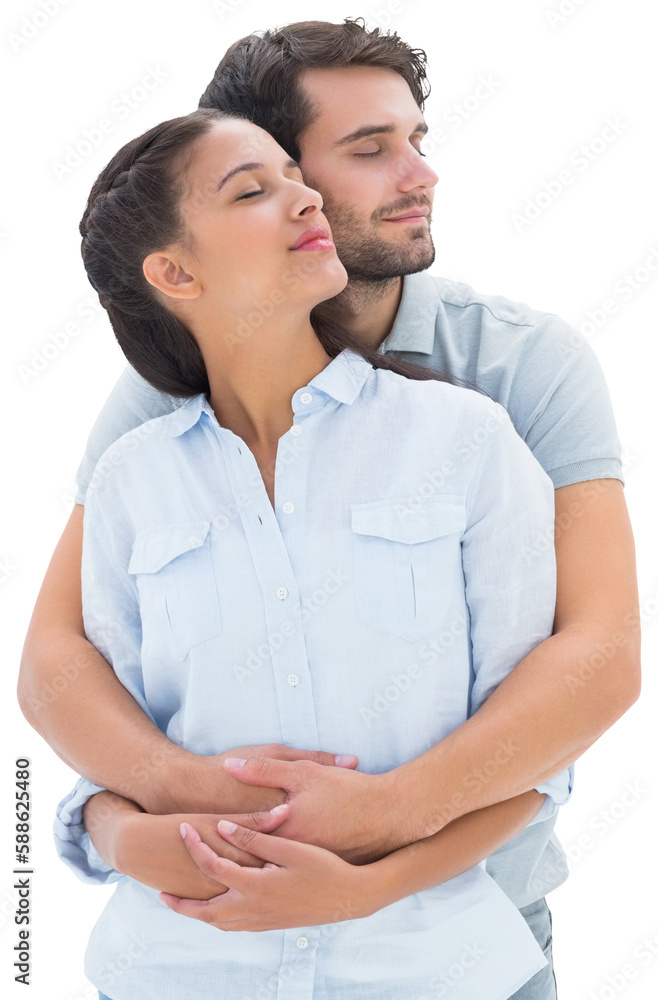 Cute couple embracing with eyes closed Cute couple embracing with eyes closed