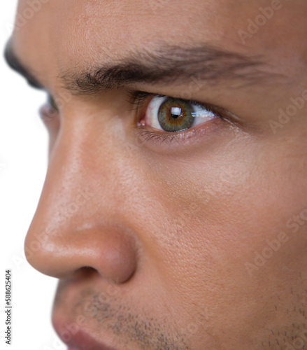 Close-up of angry businessman looking away