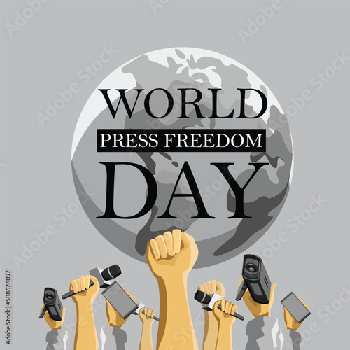 World press freedom day may 3rd with demonstration and news mic illustration poster design.world press freedom day typography t shirt Design with vector.
