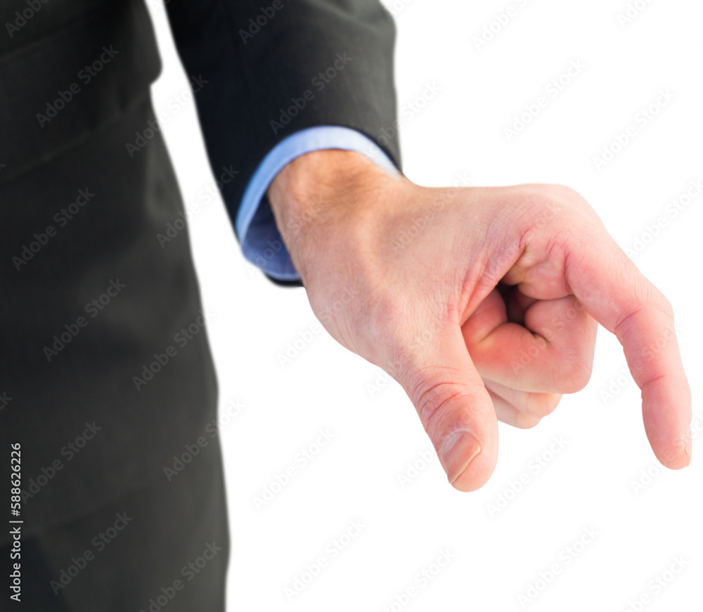 Businessman measuring something with these fingers Businessman measuring something with these fingers