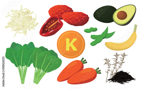 Vector illustration of food containing potassium.