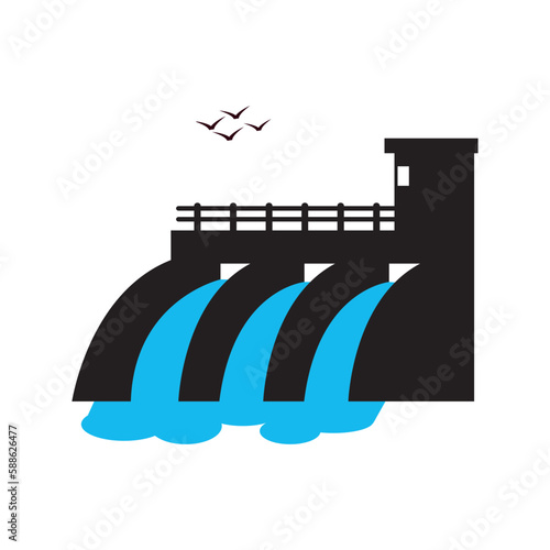Water dam logo icon,illustration design template photo