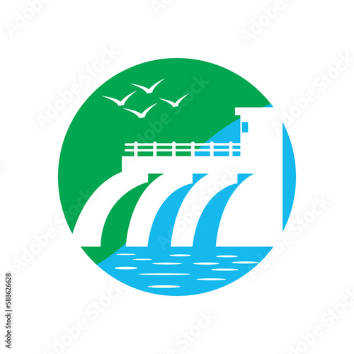 Water dam logo icon,illustration design template