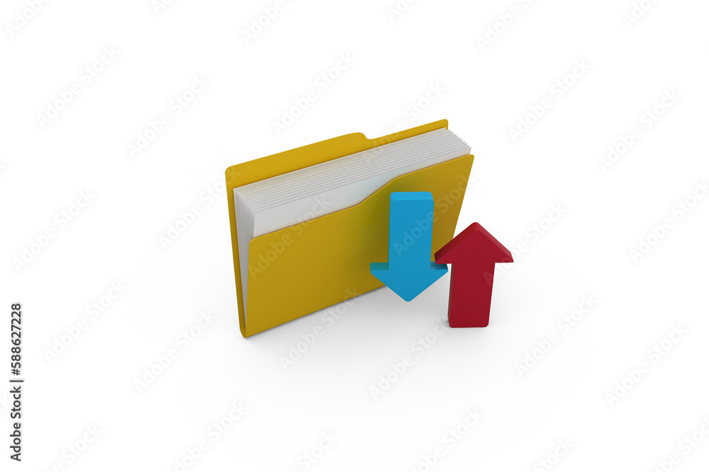 Yellow folder with red and blue arrow sign Yellow folder with red and blue arrow sign