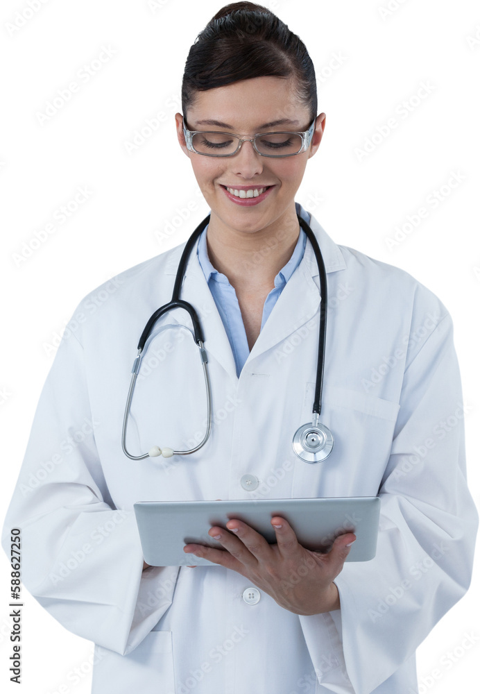 Beautiful female doctor using digital tablet Beautiful female doctor using digital tablet