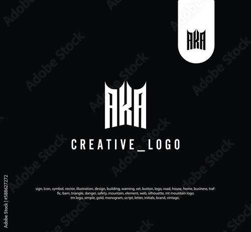 Принти на полотні AKA Business logo or KAA modern logo, golden, creative, minimal, icon, letter, initials, and monogram logo design