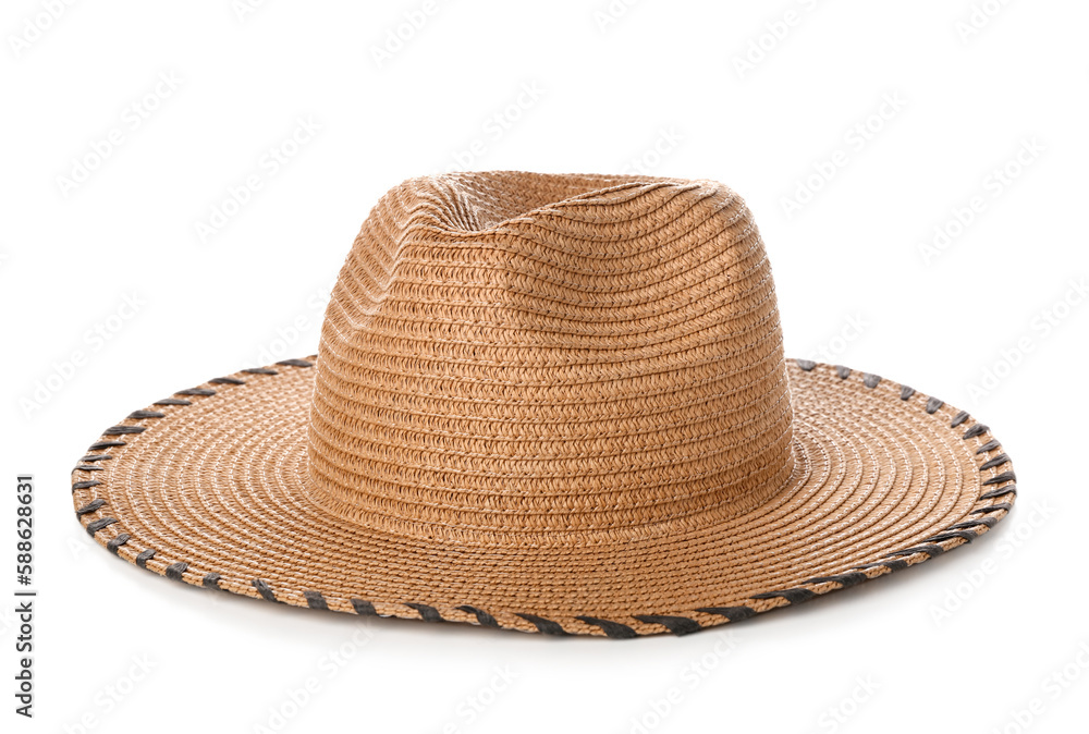 Straw hat for Festa Junina (June Festival) on white background Straw hat for Festa Junina (June Festival) on white background