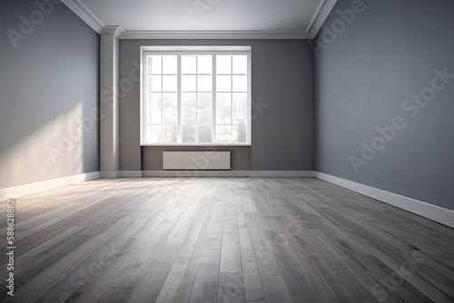 A large window in a room with a white wall. The room is empty and has a clean  minimalist look