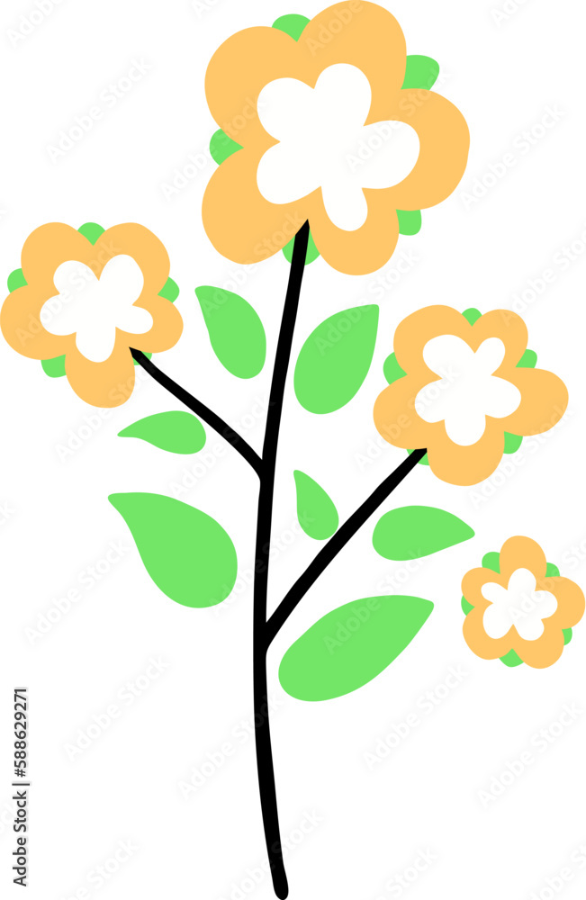 Easter Day Flower Flat hand Drawn Illustration Easter Day Flower Flat hand Drawn Illustration