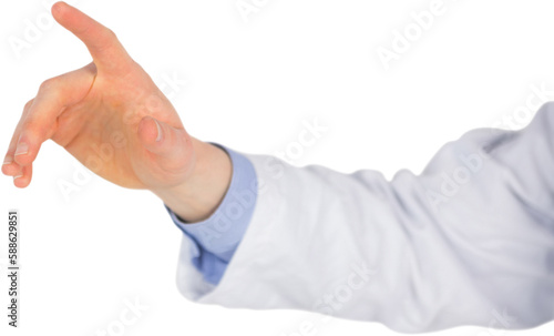 Cropped image of male doctor touching screen