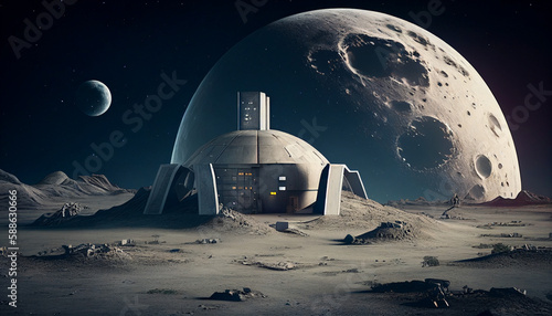 moon base , a lot of architecture ,moon base city ,united , mechanical ,space , universe , star light , landscape , roof view , sky scrapper , unit-architecture , futuristic, cinematic , unreal engine