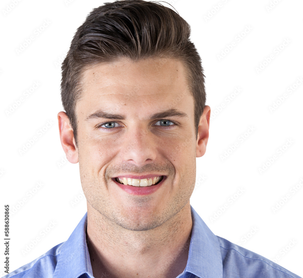 Fototapeta premium Close up portrait of happy handsome man