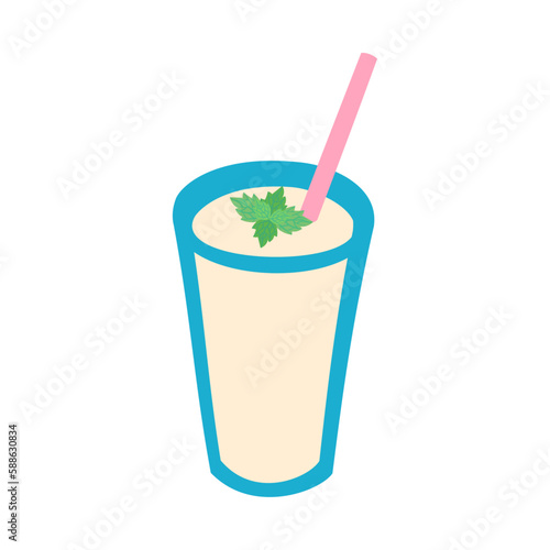 ラッシー。フラットなベクターイラスト。
Lassi. Flat designed vector illustration.
