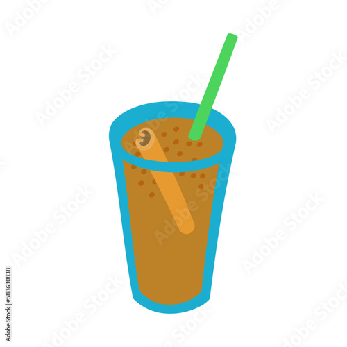 アイスチャイ。フラットなベクターイラスト。
Iced chai. Flat designed vector illustration.