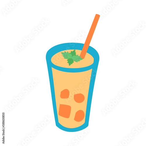 マンゴーラッシー。フラットなベクターイラスト。
Mango lassi. Flat designed vector illustration.