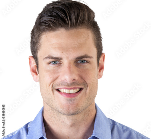 Close up portrait of happy handsome man