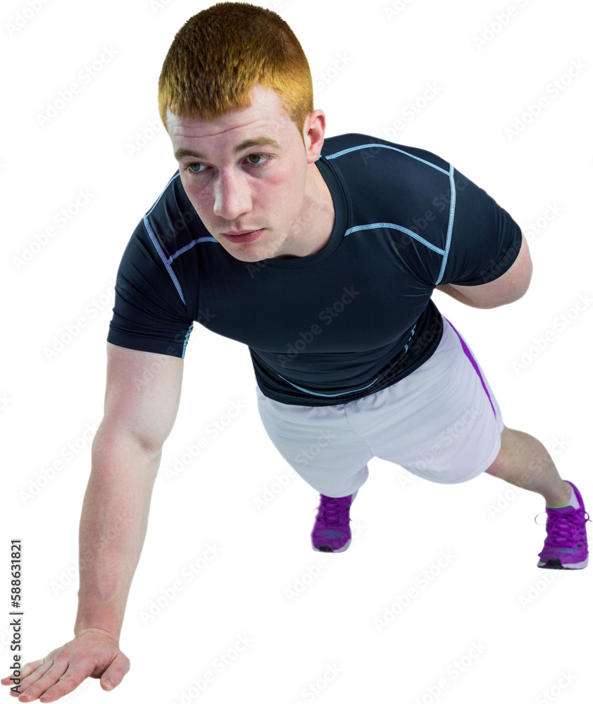 Muscular rugby player doing one hand push ups Muscular rugby player doing one hand push ups