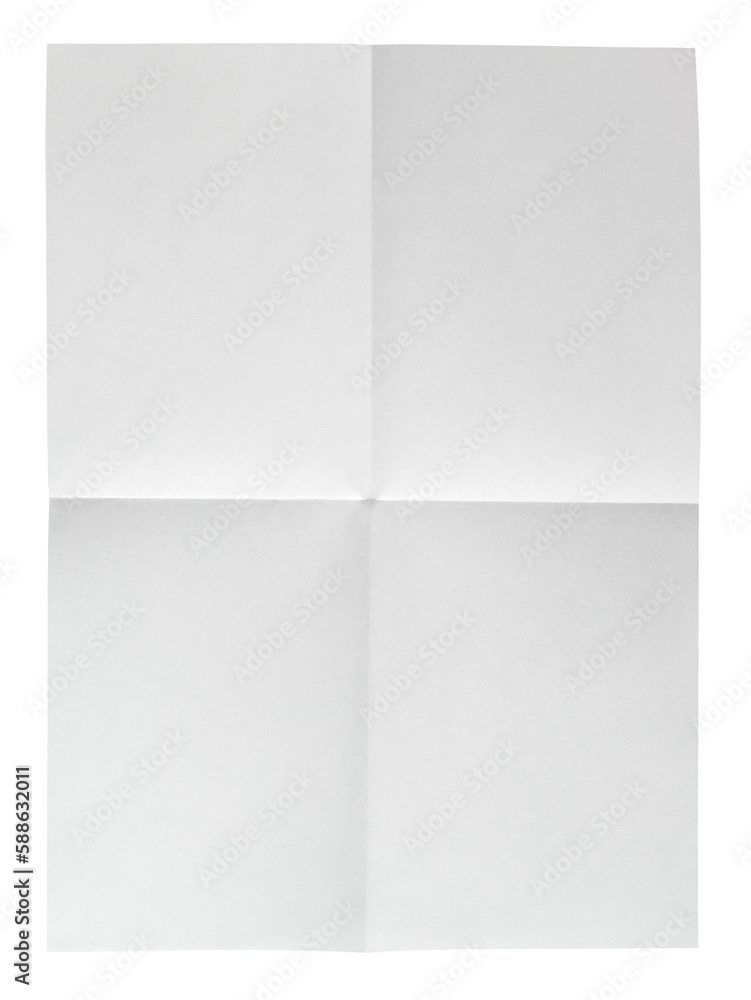Folded Blank Sheet of Paper isolated on transparent background Folded Blank Sheet of Paper isolated on transparent background