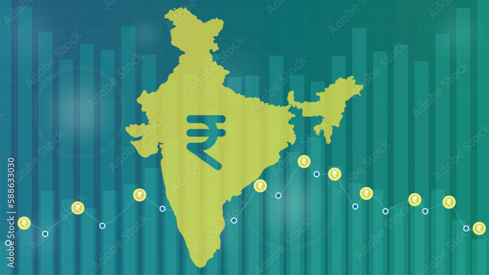 Growing Digital India Concept With Indian Rupee Symbol On Map Of India 