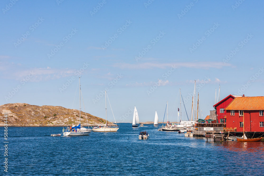Boats on the sea in the swedish archipelago