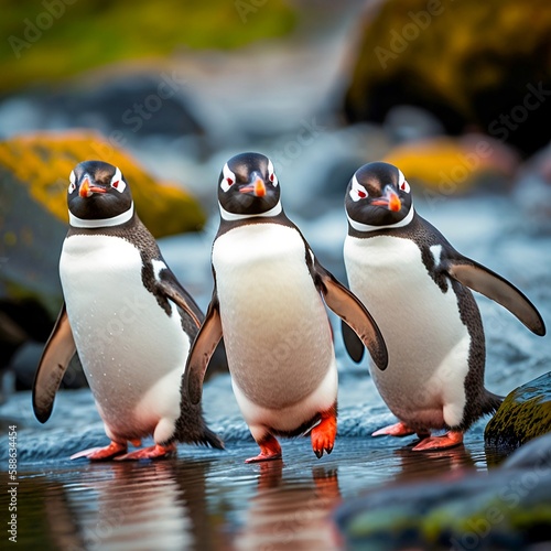 Arctic Penguins Standing on Ice(made by AI)