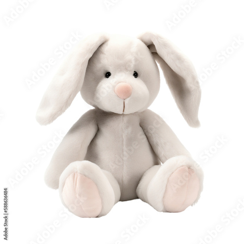 Grey Rabbit Plush Toy: Cute Bunny Close-Up for Cuddling. Generative AI