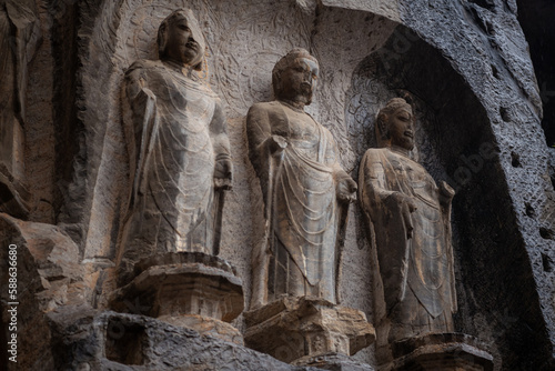 Wallpaper Mural Famous Longmen Grottoes (statues of Buddha and Bodhisattvas carved in the monolith rock near Luoyang in Hennn province, China) Torontodigital.ca