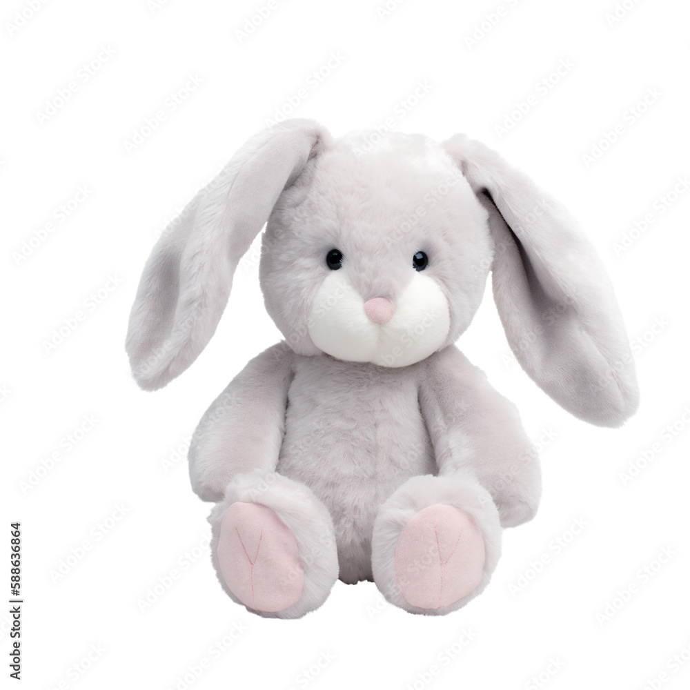 Grey Bunny Rabbit Plush Toy Close-Up, Adorable and Cuddly. Generative AI Grey Bunny Rabbit Plush Toy Close-Up, Adorable and Cuddly. Generative AI
